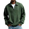 thumbnail image 4 of KHONTS Men's Quarter Zip Pullover Sweater Cable Knit Polo Shirts Solid Color Lapel down Warm Fashion Long Sleeve Sweatshirt Army Green L, 4 of 4