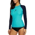 thumbnail image 3 of Women's Long Sleeve Rushguard Contrast Color UPF 50+ Tankini Swim Shirt, 3 of 6