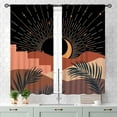 thumbnail image 3 of Mid Century Modern Curtains, Boho Aesthetic Black Tropical Palm Leaves Abstract Minimalist Geometic Arch Small Short Curtains Treatments for Bedroom Living Room Bathroom 2 Panels, 55x39 Inch, 3 of 4