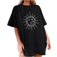 thumbnail image 2 of Puntoco Blusa de manga corta informal con estampado de sol y luna vintage para mujer Puntoco Puntoco-3516, 2 of 8