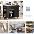 thumbnail image 4 of CQSXDA Kitchen Island with Power Outlet and Drop Leaf, Rubber Wood Design, 5 Wheels for Easy Mobility, Black Finish, 4 of 19