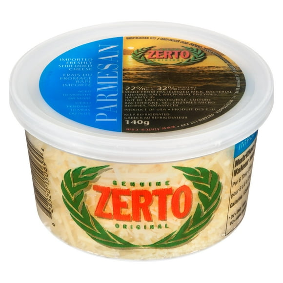 Zerto Parmesan Zerto Parmesan 140g. Fromage parmesan fraîchement râpé importé. Âgé de 10 mois ou plus