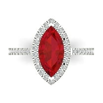 Halo Engagement Ring for Women - 2.38ct Simulated Pink Tourmaline in 18K White Gold Promise Ring