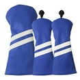thumbnail image 1 of 3Pcs/Set Cuir Résistant à l'Usure Double Bande Double Bande Couvre-Tête de Club de Golf avec Étiquette Réglable en Rotation Plaque d'Immatriculation Bois Protecteur Bleu, 1 of 8