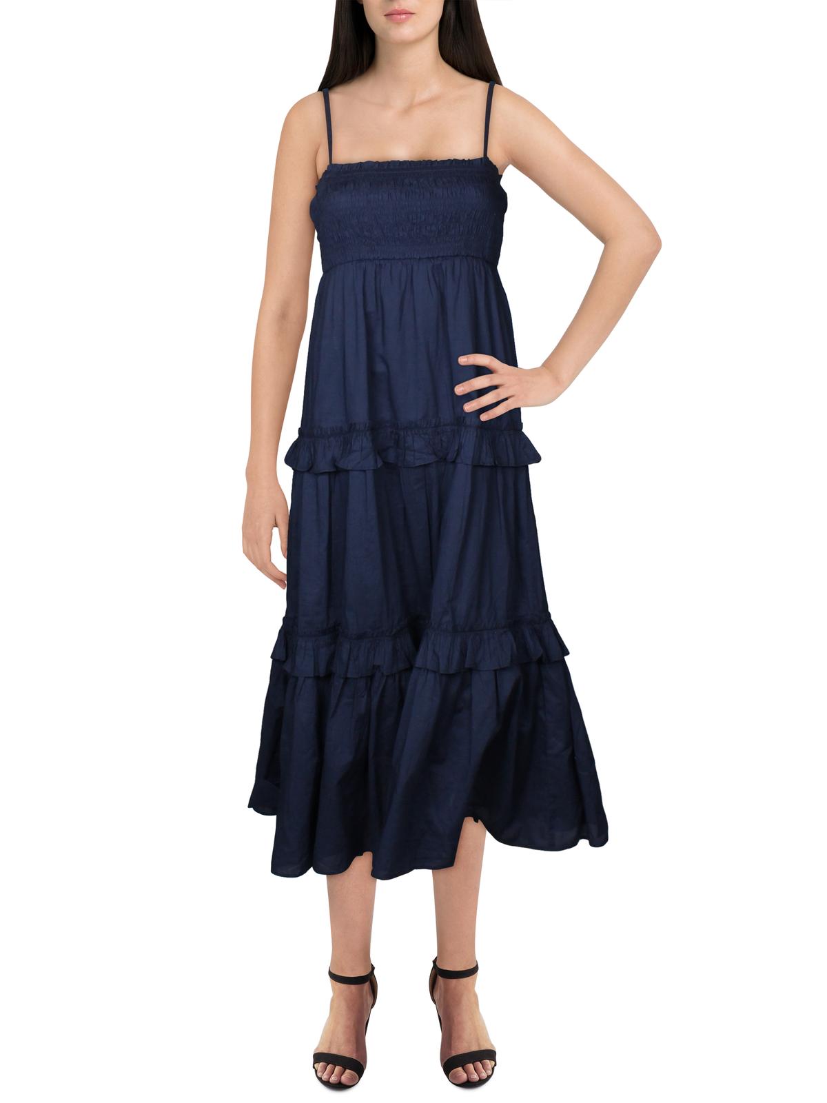 INC Womens Smocked Tiered Maxi Dress 
