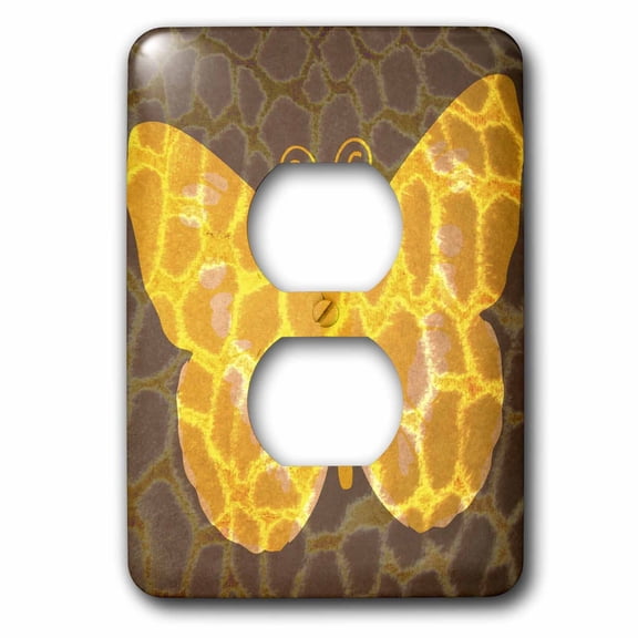 3dRose, Yellow and Orange Giraffe Print Butterfly - Nature Art, 2 plug outlet cover