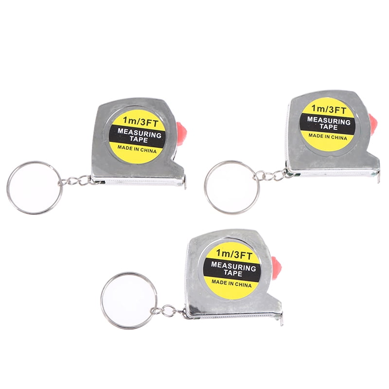 Measure Keychain 1M Mini Retractable Stainless Steel Pocket Measuring Ruler Tape 