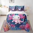 thumbnail image 2 of Manfei Cute Animal Axolotl Bedding Comforter Set 7 Pieces for Boys Girls,Kawaii Salamander Full Bedding Set Lightweight,Cartoon Ocean Wildlife Fitted Sheet Flat Sheet,Breathable Home Decor, 2 of 8