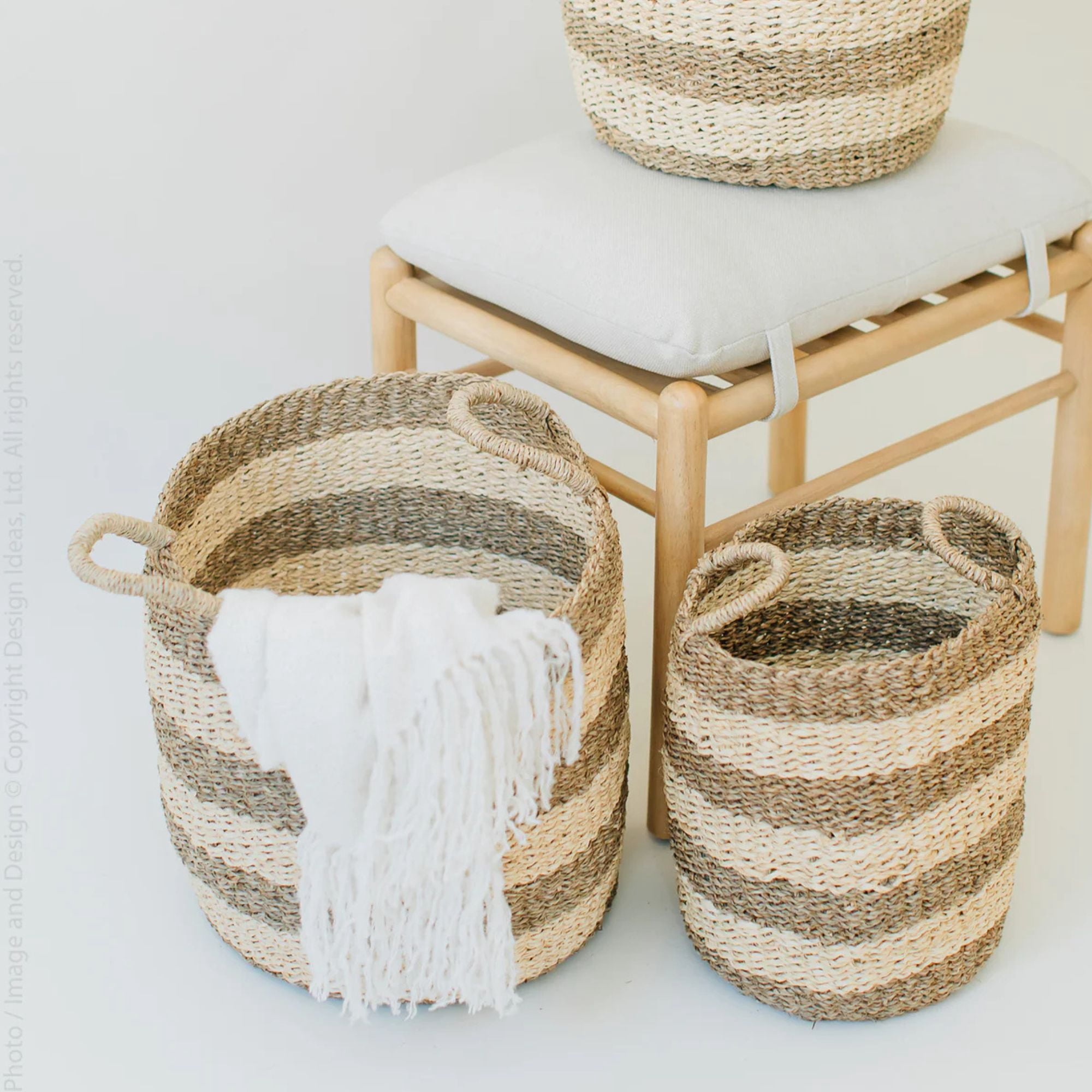 texxture Set of 3 Camden Woven Baskets, Nesting Organizer Bins, Natural