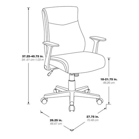 Office Star Products - Mid Back Managers Office Chair - Black