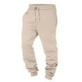 thumbnail image 4 of YDKZYMD Mens Sweded Fleece Cargo Sweatpants with Pocket Drawstring Winter Warm Cinch Bottom Sweatpants Heavyweight Hiking Joggers Pants Athletic Workout Baggy Pants Beige 2XL, 4 of 6