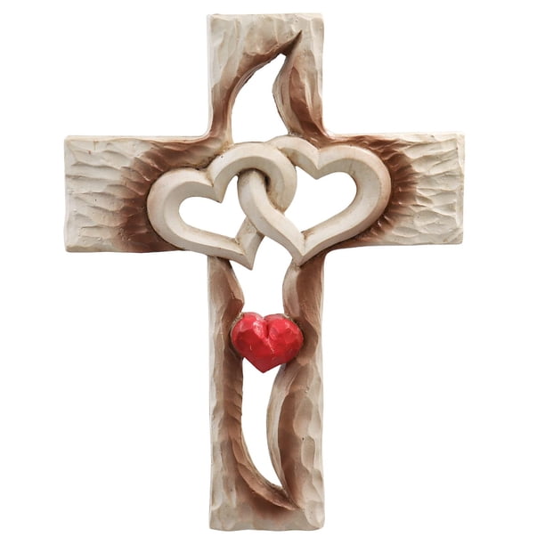Cruz tallada, decoración de pared cruzada, cruz de amor de resina, cruz de amor nunca separa, gran regalo cristiano, regalo de arte de pared, 6,88 × 5,23 pulgadas
