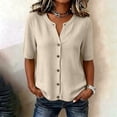 thumbnail image 2 of dazeni Women's Short Sleeve Sweater Lightweight Knit Button Down Cardigan Jackets Summer Casual Open Front Cardigans Clothes Beige, 2 of 5