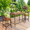thumbnail image 1 of Gymax 3PCS Patio Bar Set Dining Set Outdoor Furniture Set w/ Wooden Tabletop, 1 of 10