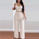 thumbnail image 3 of Puntoco Conjunto Casual De Dos Piezas De Algodón Y Lino De Color Sólido para Mujer con Tirantes Plisados Y Pantalones De Pierna Ancha Puntoco Puntoco-4969, 3 of 8