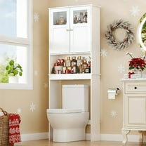 Ktaxon Over the Toilet Bathroom Storage Cabinet with 2 Doors & 3 Storage Shelves Space Saver, White