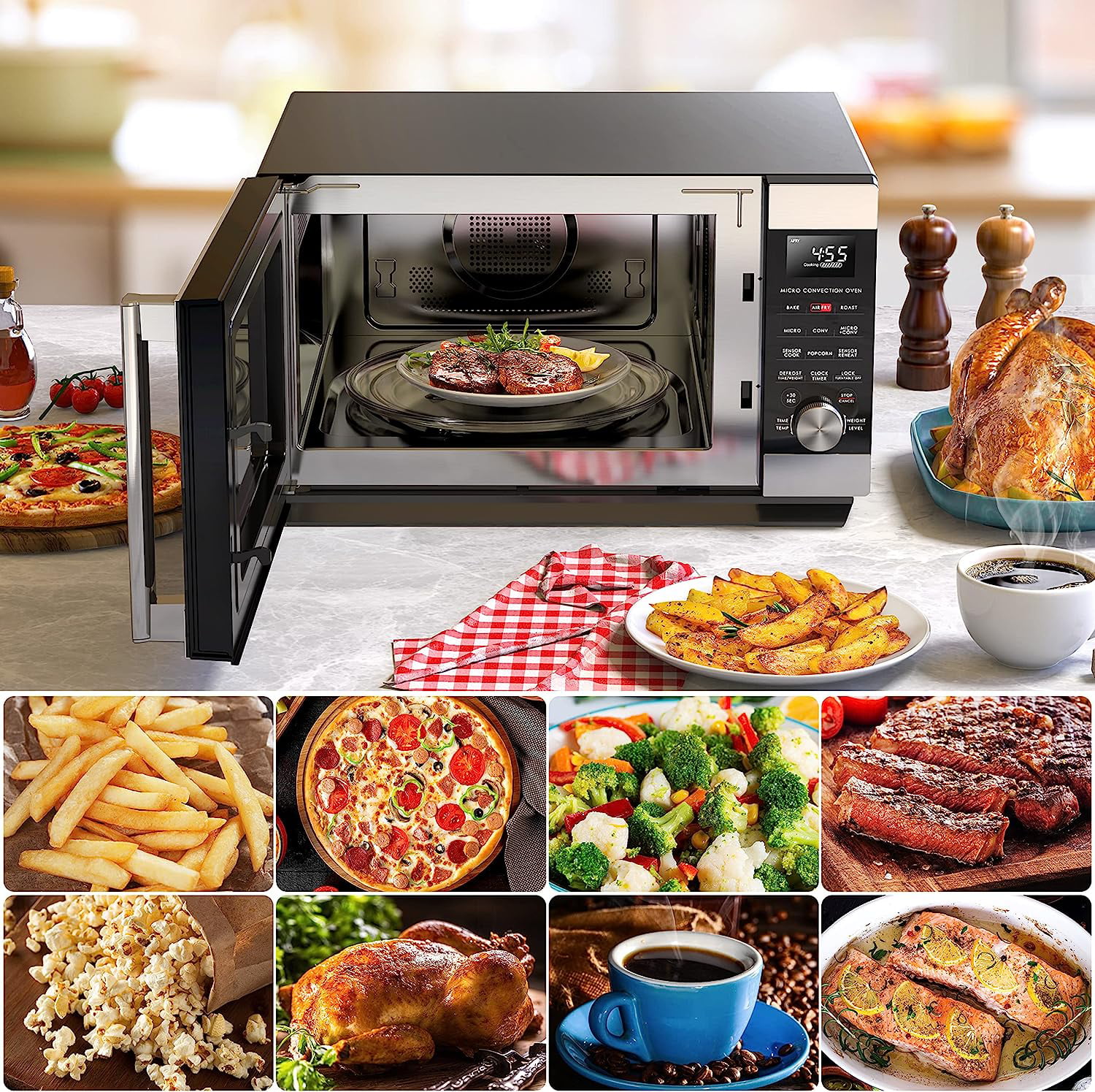 1.6 cu. ft. Countertop SpeedWave 3-in-1 Convection Oven, Air Fryer,  Microwave with Combi Speed Cooking in Black