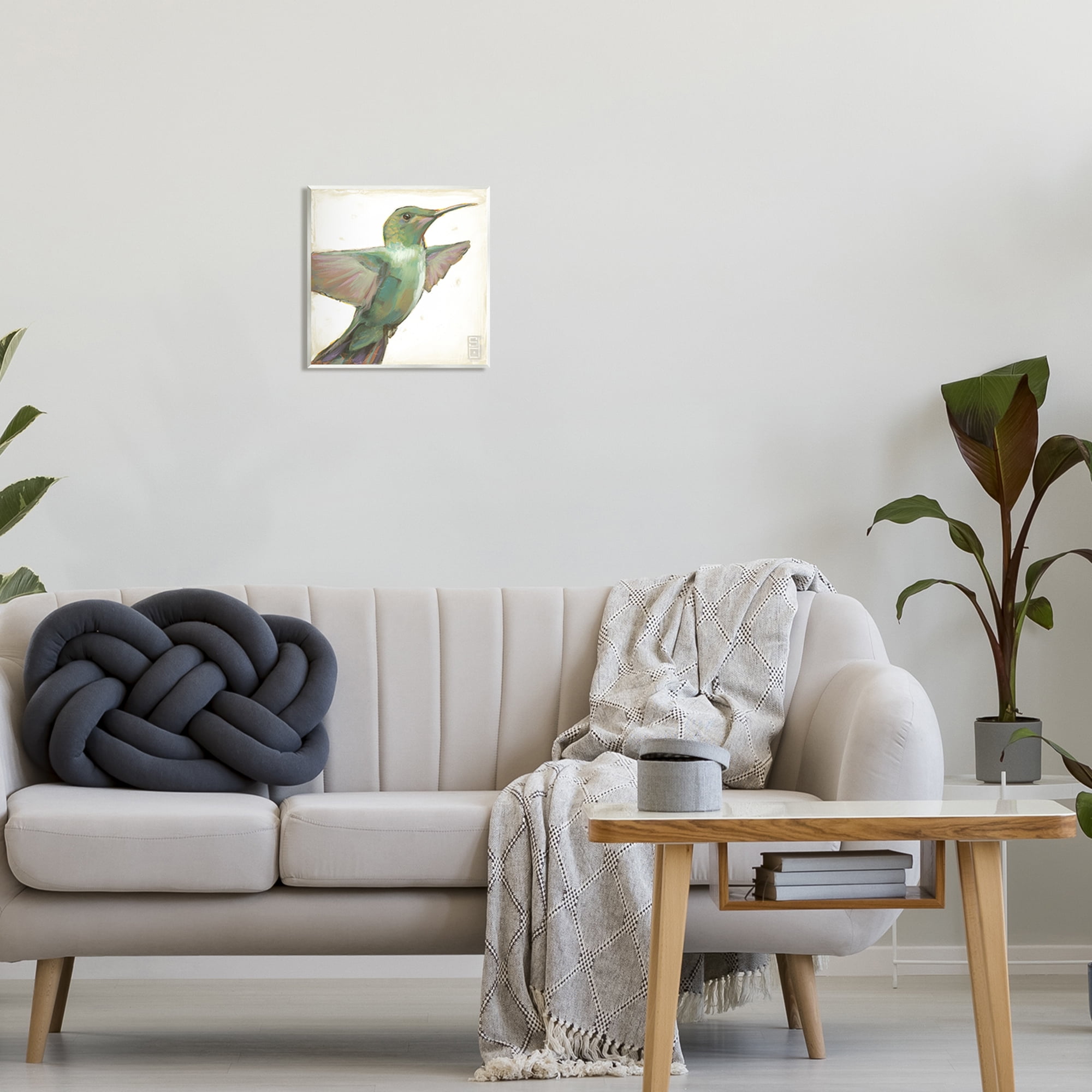 Stupell Industries Green Hummingbird Painting Animals & Insects Painting Unframed Art Print Wall Art, 12 x 12
