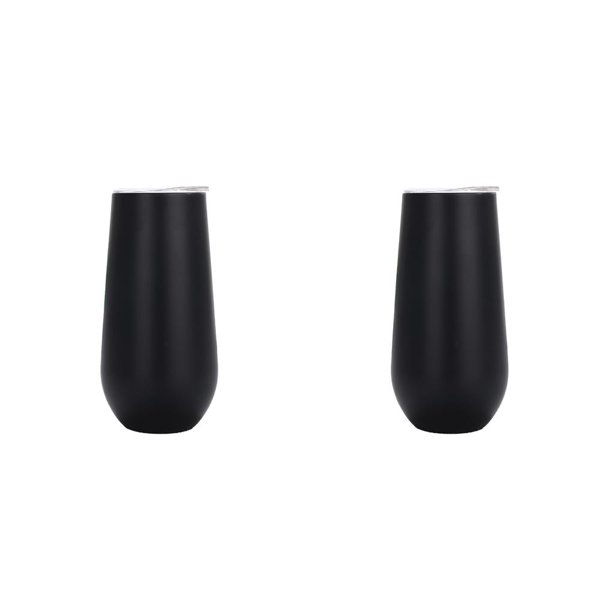 Cateissary Copas de cóctel Copa sin costuras estructura firme flauta de champán OZ tostado GlassSipping copas dulce regalo vino vaso negro Negro arpox.180ml 2piezas Cateissary CBP277521