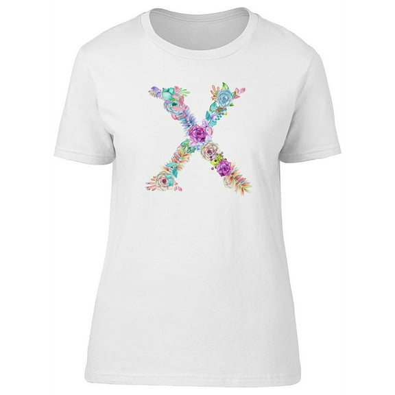 Cute Floral Capital Letter X Tee Women's -Image by Shutterstock