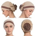 thumbnail image 1 of Chapeau de Mode pour Femmes à Double Ton Floral Bonnet de Chimiothérapie Colorblock Base Hat, 1 of 3