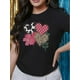 thumbnail image 1 of Camiseta de San Valentín para mujer, 100 % informal, de manga corta, con estampado geométrico de corazones y flores, ideal para todas las estaciones., 1 of 5