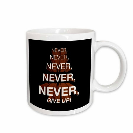 

3dRose Winston Churchill motivational quote. Never never never give up. Ceramic Mug 15-ounce