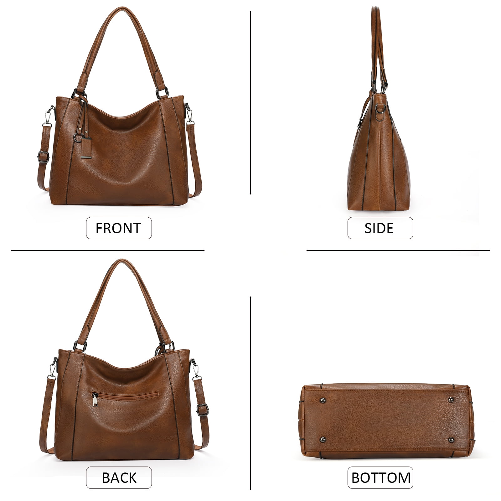 Sendefn Women Tote Bag Handbags Leather Hobo Shoulder Bags Top Handle Satchel Purse Set 2pcs