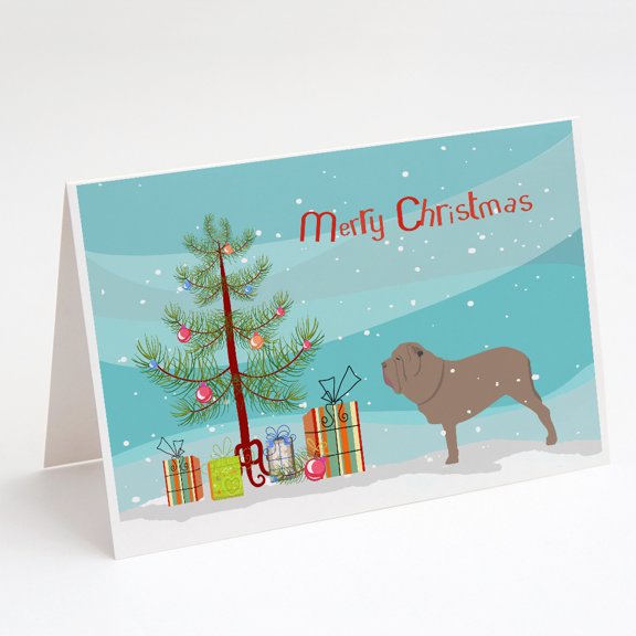 Neapolitan Mastiff Merry Christmas Tree Greeting Cards and Envelopes Pack of 8