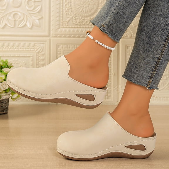 Sandals for Women Wedge Closed Toe Slip-on Leisure Slippers for Spring Summer Casual Daily Holiday Beach