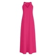 thumbnail image 5 of ClodeEU Women's V Neck Sleeveless Loose Fit Dress with Pockets ,Casual Flowy Relaxed Midi Sundress Hot Pink,Women's Plus L, 5 of 6