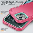 thumbnail image 3 of ELEHOLD for iPhone 15 Rugged Protective Case Multi Layer Shockproof Hidden Kickstand Hybrid Silicone Hard PC Cover for iPhone 15,Rose+Mint, 3 of 8