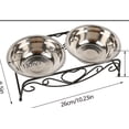 thumbnail image 2 of Comedero doble de acero inoxidable con soporte elevado para gatos y perros pequeños, 2 of 8