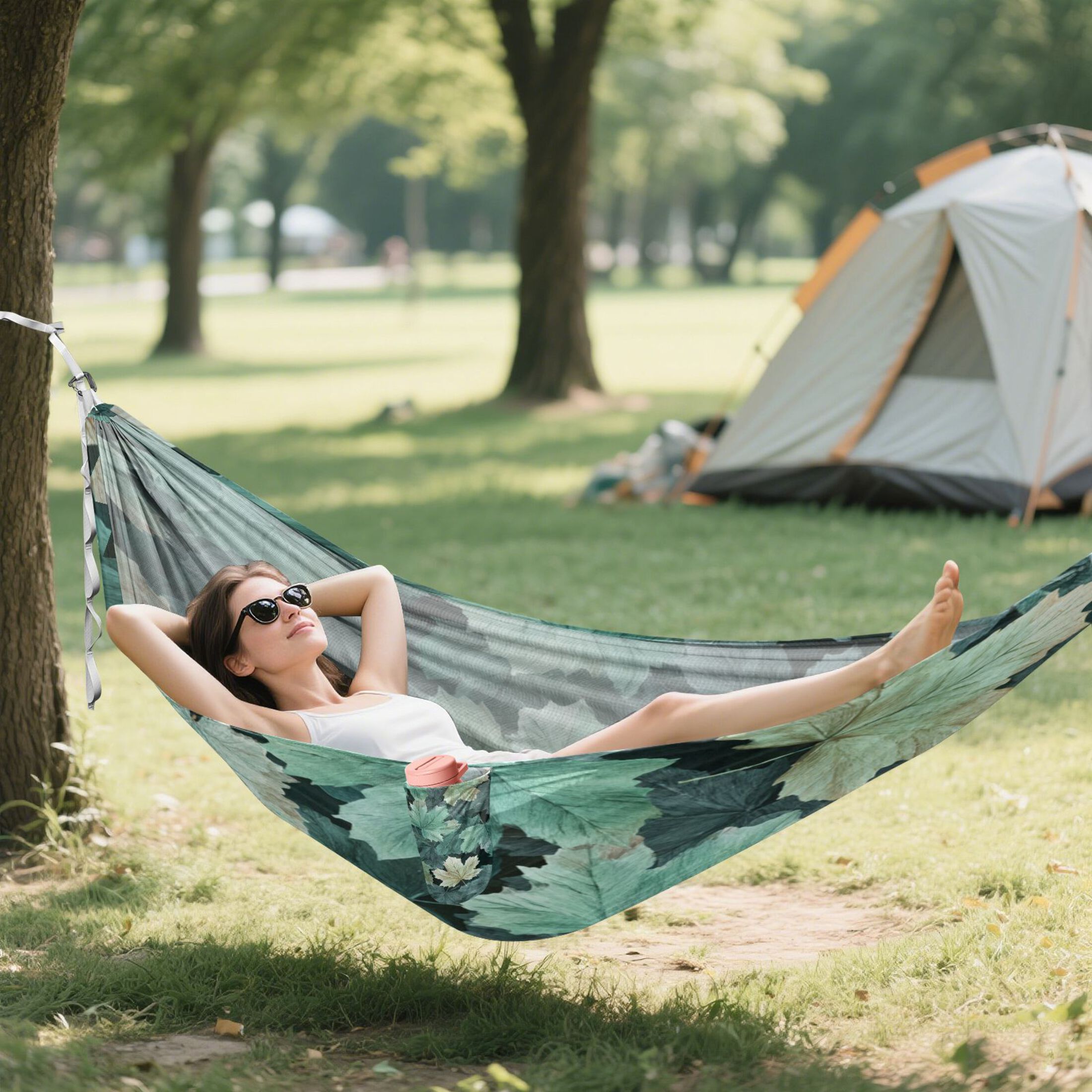Hammock Camping Hammock Nylon Portable Hammock Travel Camping Hammock Blue Maple Leaf