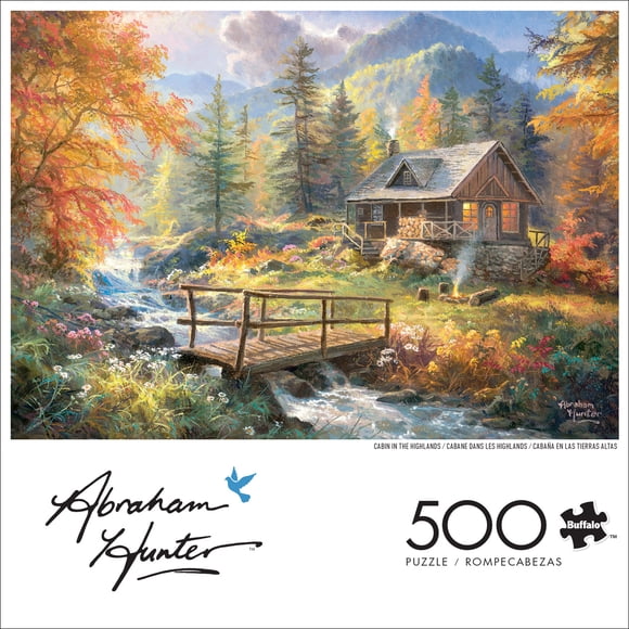 Buffalo Games Abraham Hunter Cabin in the Highlands 500-Piece Interlocking Jigsaw Puzzle