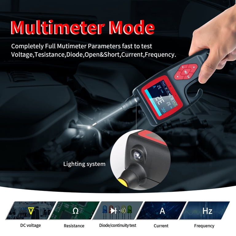TopDiag P200 Automotive Circuit Tester, (2022 Newest) 9v-30V Power Circuit Probe Kit with 0~5V Power Supply Fuel Injector Relay Mode, Car Electrical System Test Tool AC/DC Digital Voltage Short Finder