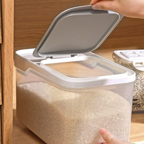 FRCOLOR  Kitchen Food Grain Rice Container Storage Airtight Large Office Grey