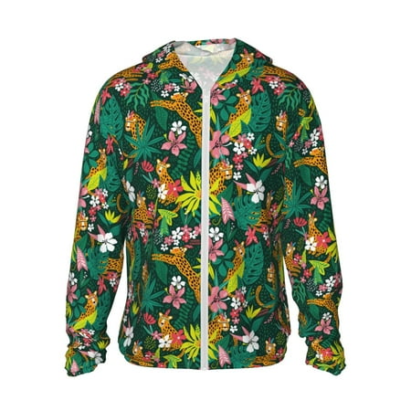 Sigee Cute Tribal Leopards Print UPF50+ Men s Sun Protection Hoodie Shirt SPF UV Shirt Long Sleeve Fishing Outdoor Lightweight S-3XL