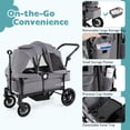 thumbnail image 3 of Cochecito BABY JOY Wagon para 2 niños, cochecito doble plegable con manillar ajustable, toldo extraíble, arnés de seguridad, portavasos, bandeja para aperitivos y bolsa de almacenamiento (gris), 3 of 9