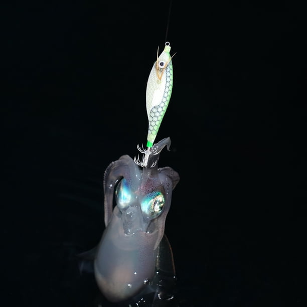 Luminous Artificial Jigs Señuelos de pesca Cuttlefish Catcher Tackle (Verde Blanco)