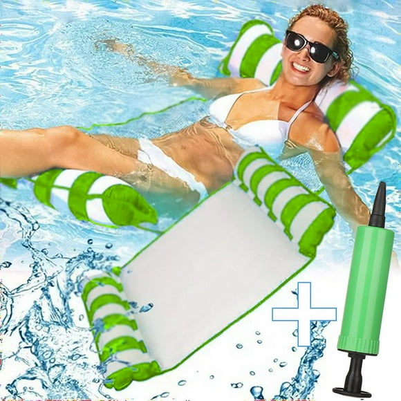 Tophomer Water Hammocks Pool Float Lounger Chair, Inflatable Swimming Raft Floating Bed Hammock Foldable for Water Party & Summer Carnival (Pump Included)