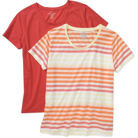 Faded Glory Womens Plus-Size Scoop Tee 2-Pack Value Bundle