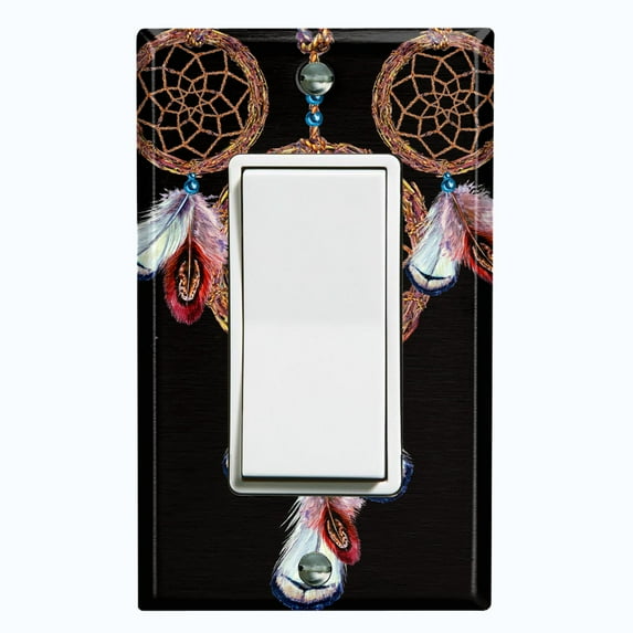 Metal Light Switch Plate Cover Beaded Feather Dreamcatcher DRM003
