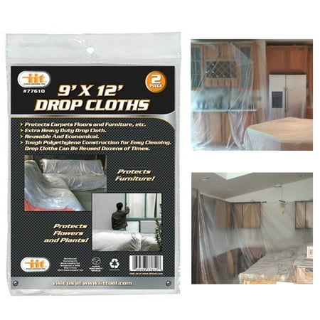 2 Heavy Duty Plastic Drop Cloth Furniture Paint Floor 1.0 Mil Protector