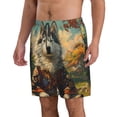 thumbnail image 2 of KLL Forest Maple Leaf Husky Men's Casual Summer Beach Shorts Hawaiian Shorts with Pockets-Large, 2 of 5