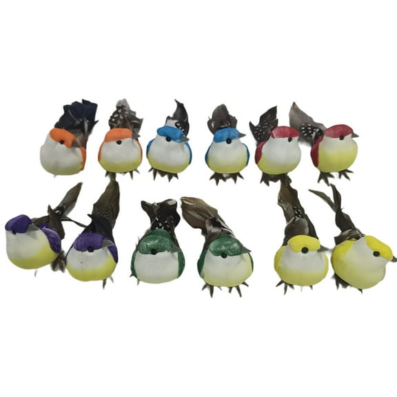 Yucurem 12Pcs Artificial Birds Diy Crafts Foam Birds Models for Home Living Room (A)