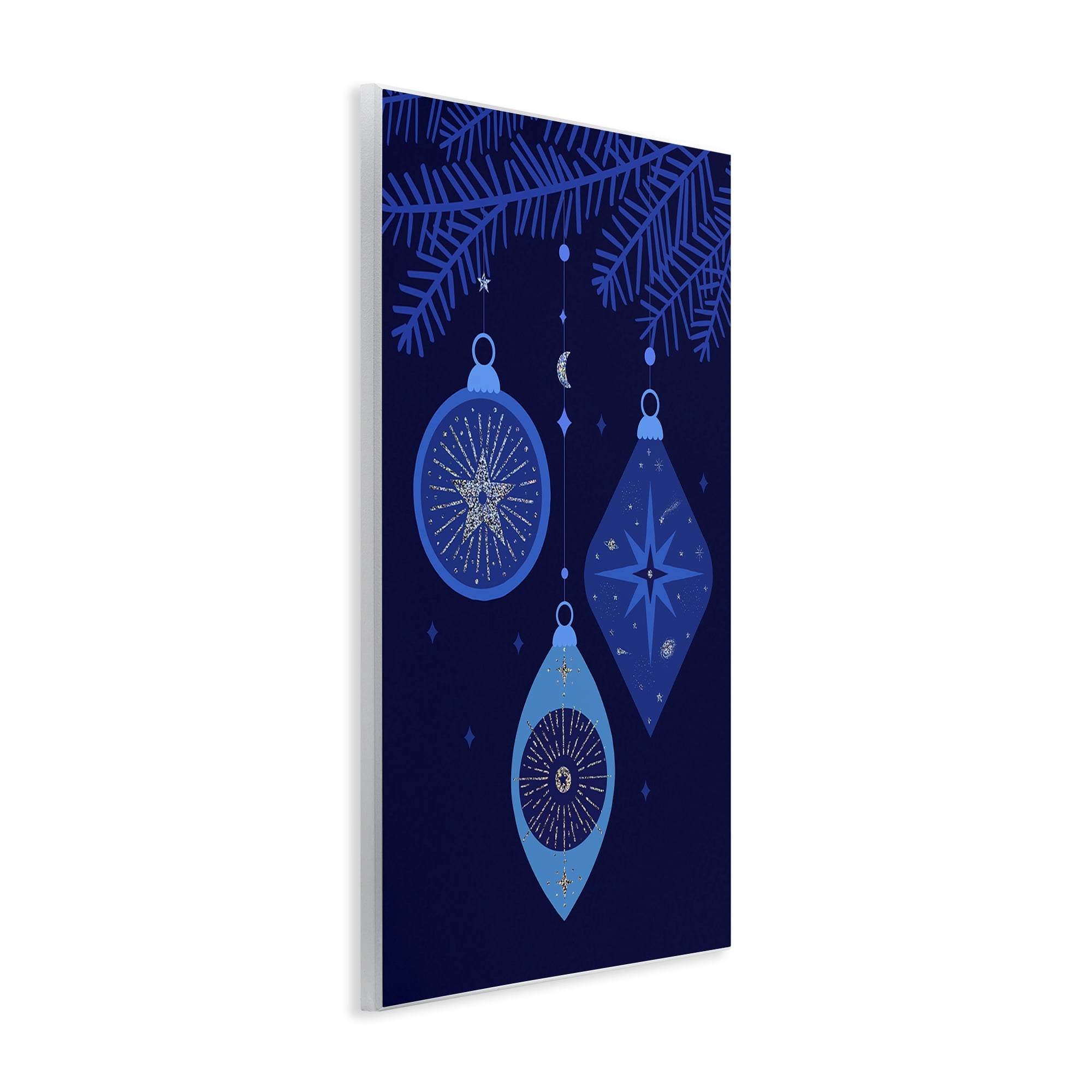 Stupell Industries Blue Hanging Ornaments Holiday Painting Unframed Art Print Wall Art, 10 x 15