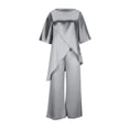 thumbnail image 4 of mihongmao Summer Lounge Sets For Women Travel Outfits Women's Solid Color Two-piece Set With Round Neck And Loose Casual Irregular Hem Gray 3X, 4 of 6