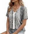 thumbnail image 5 of Staron Women's Printed Short Sleeve V Neck Blouse Casual Loose Tunic Top Spring Summer Fashion Shirt, White S, 5 of 7