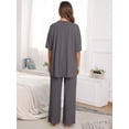 thumbnail image 4 of MINTREUS Lounge Sets for Women Knit Short Sleeve Tops and Long Pants Soft Comfy Pajamas Set Oversized 2 Piece Outfits S-4X, 4 of 8